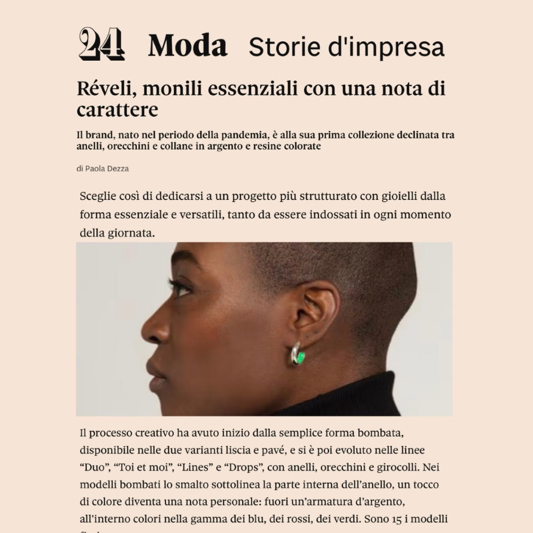 Anteprima articolo Il Sole 24 Ore su Réveli