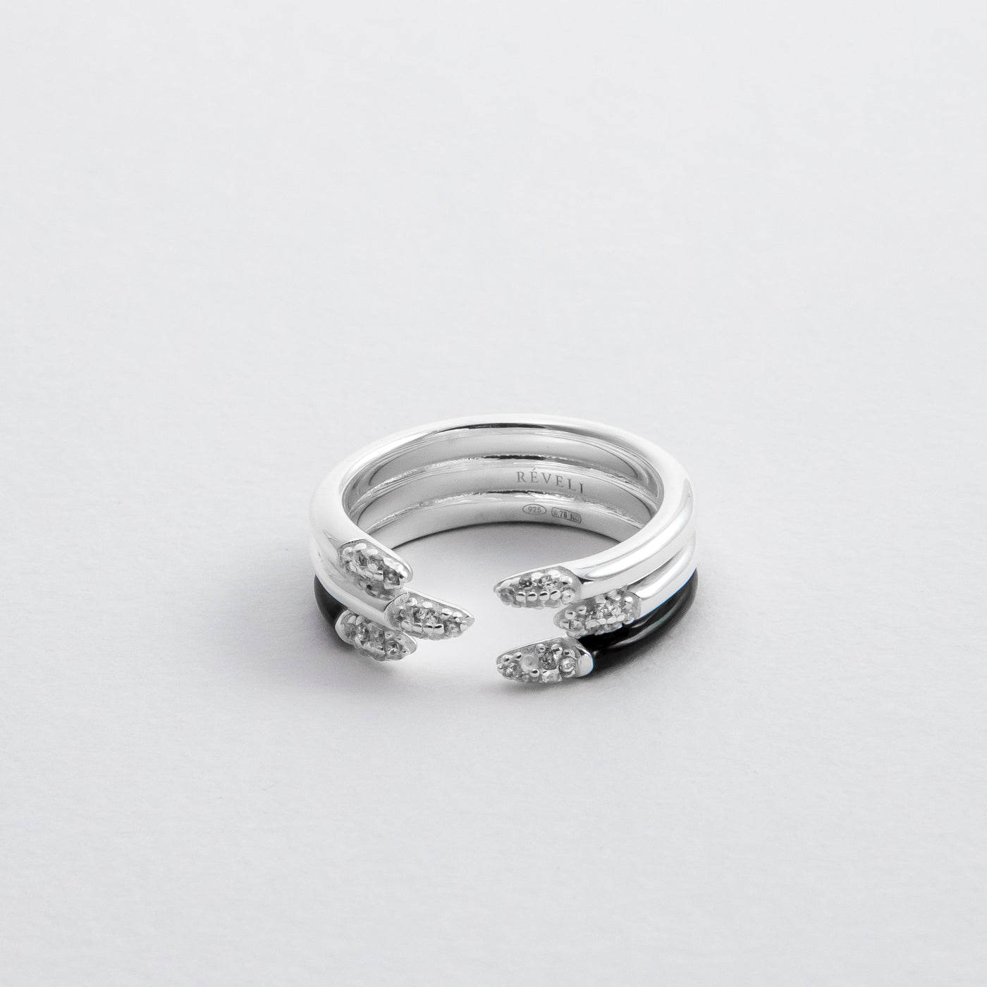 BLACK ETCH LINES TRIPLE SILVER RING