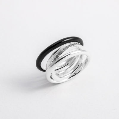 BLACK ETCH LINES SILVER RING