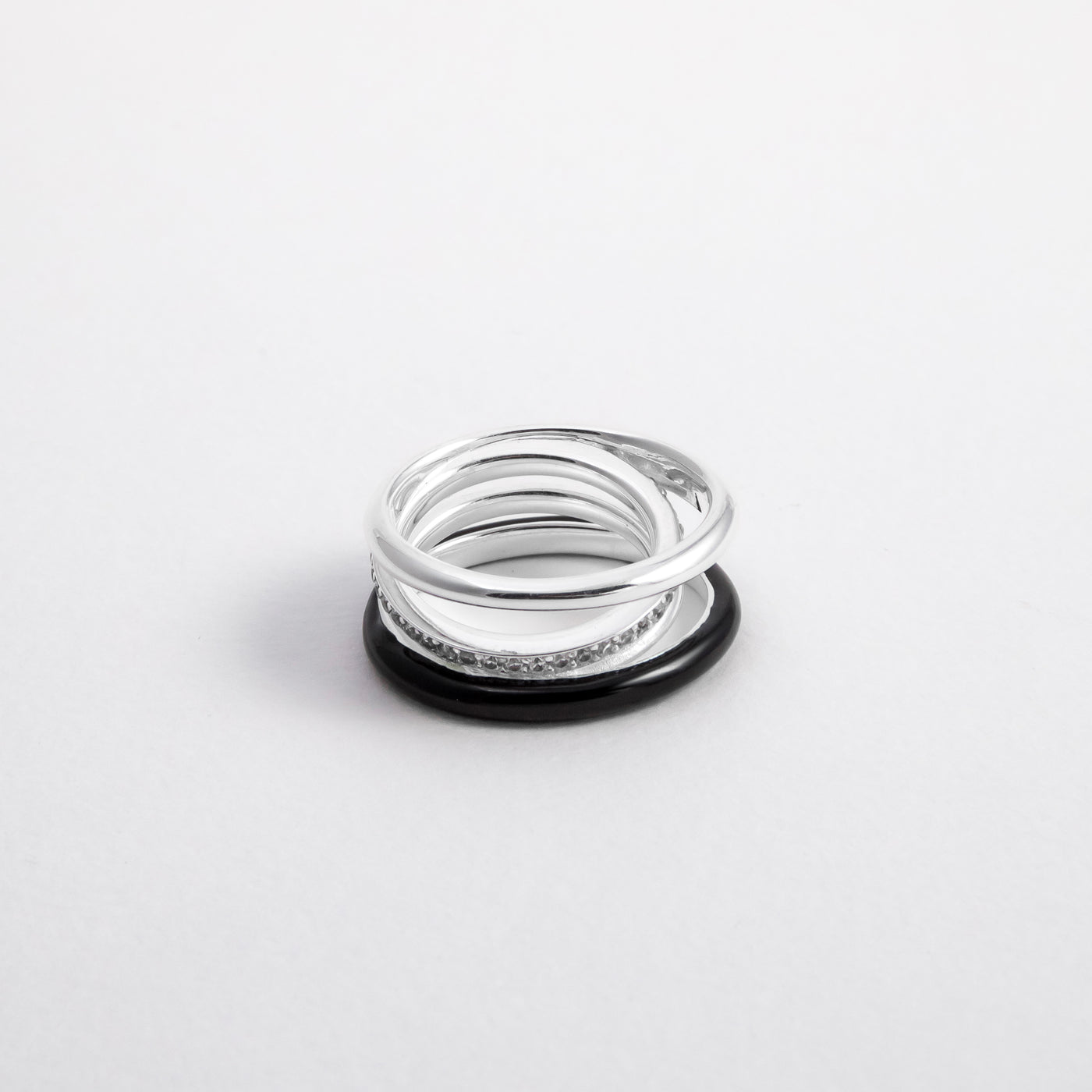 BLACK ETCH LINES SILVER RING