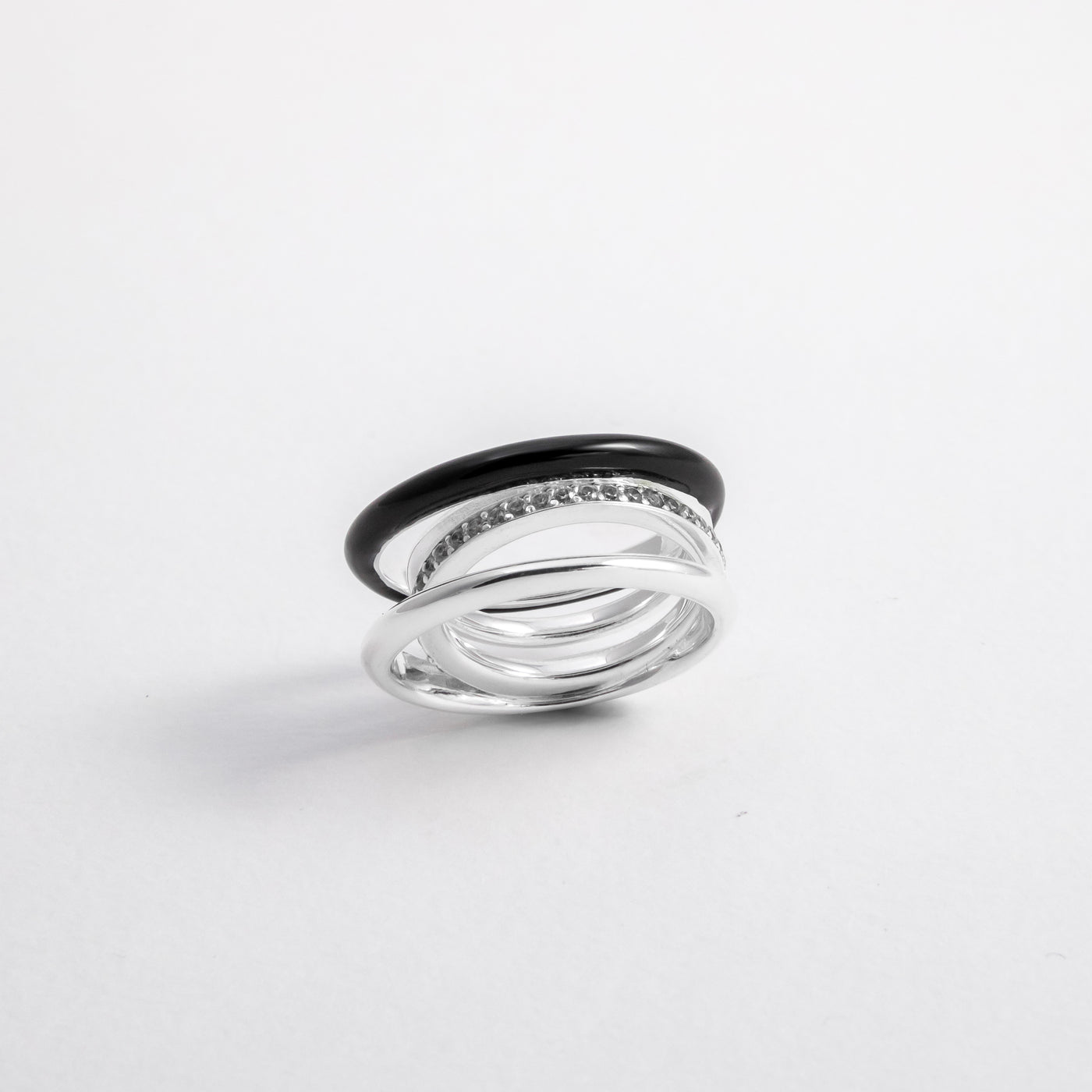 BLACK ETCH LINES SILVER RING