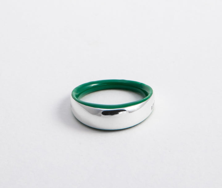 Anello Etch Bombato Verde Grass