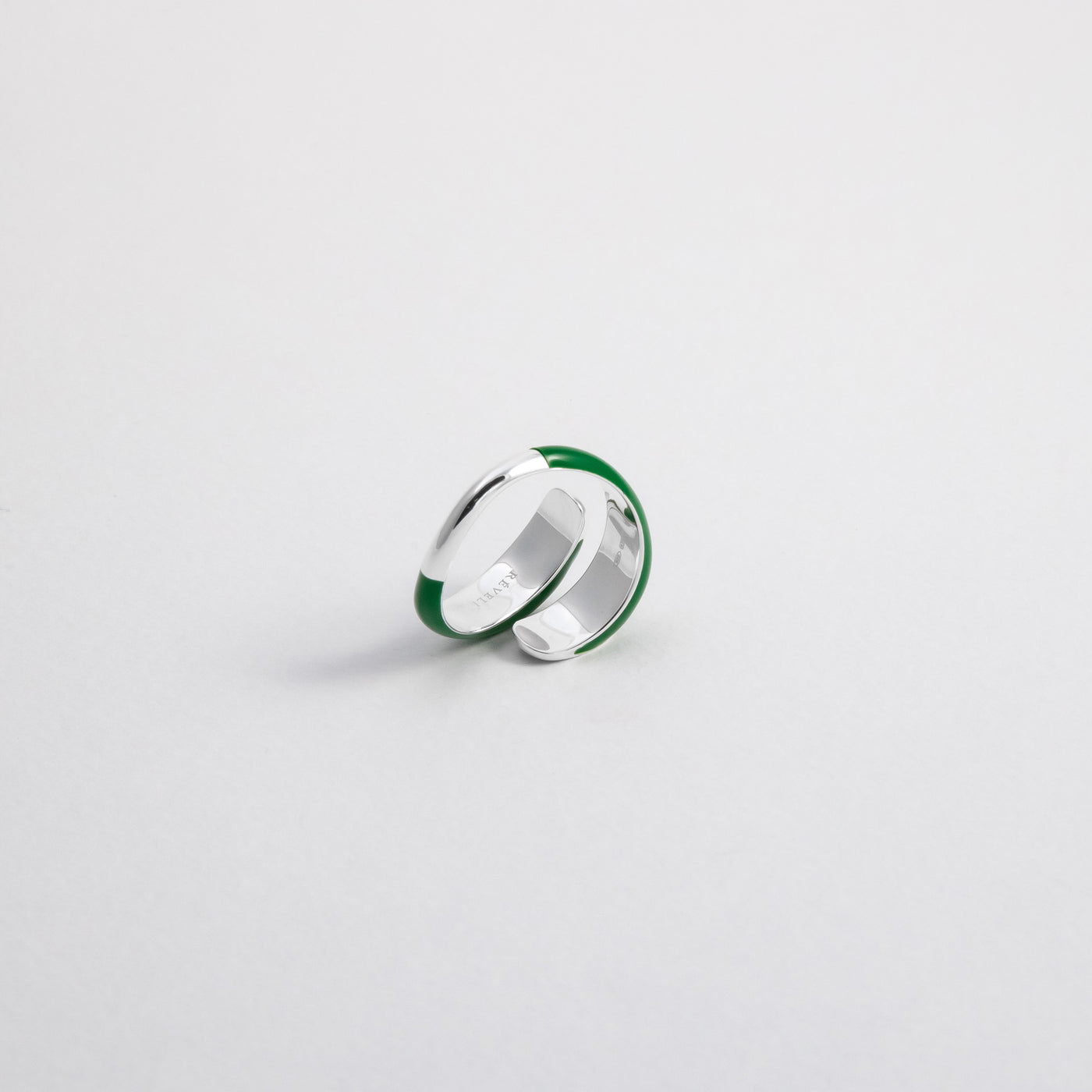 GREEN GRASS SILVER ETCH WRAP CRYSTAL RING 