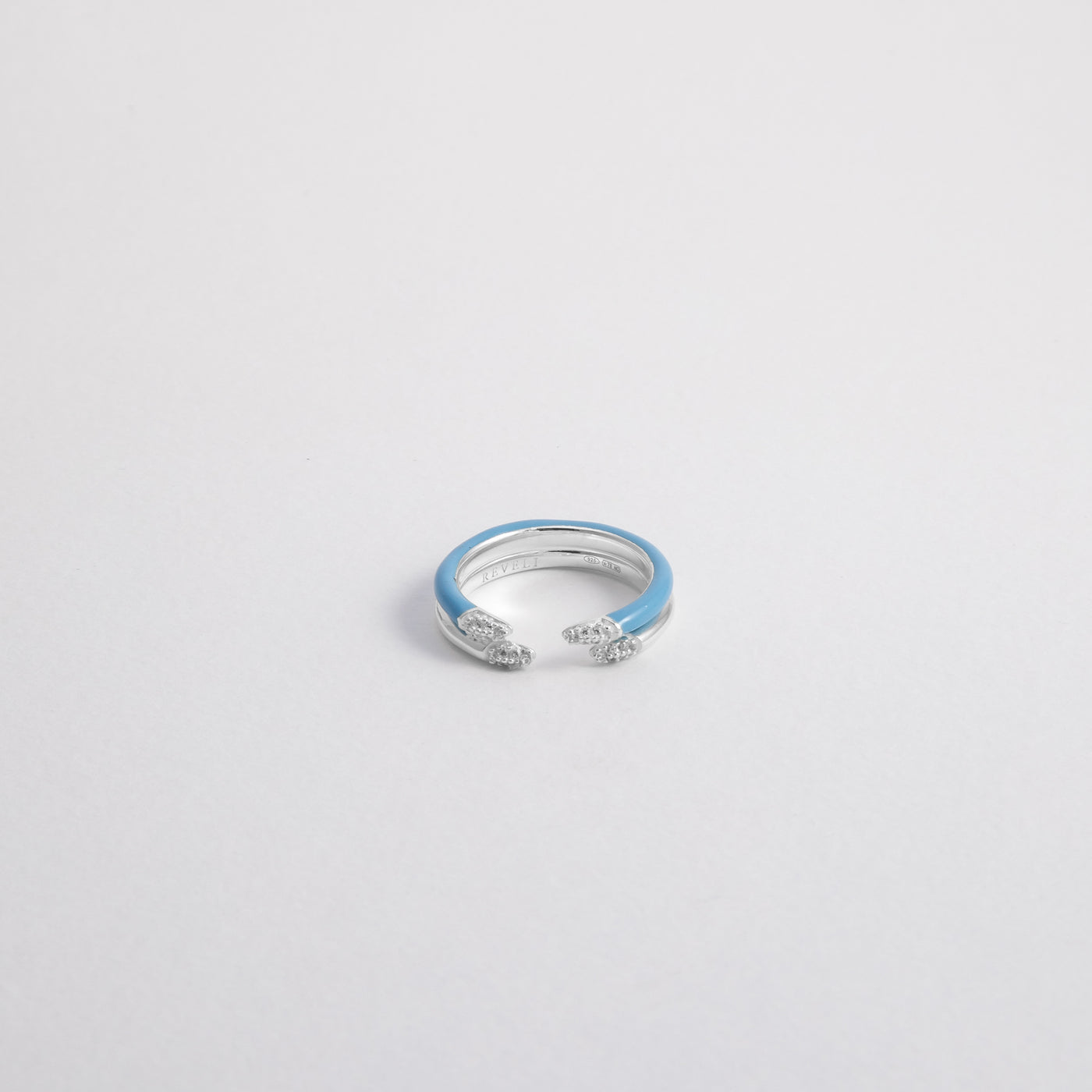 LIGHT BLUE ETCH LINES DOUBLE SILVER RING