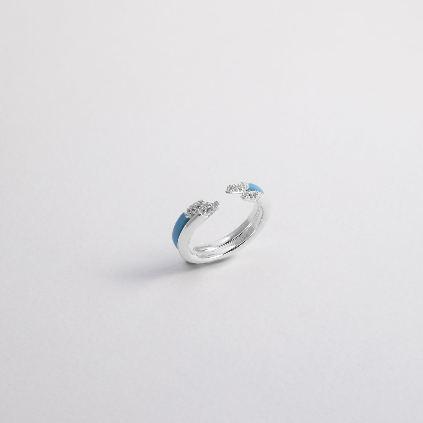 LIGHT BLUE ETCH LINES DOUBLE SILVER RING