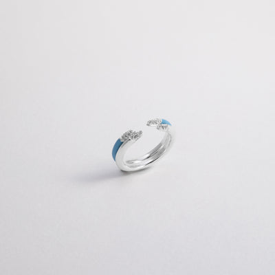 Anello Etch Lines Due Fasce Azzurro