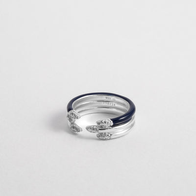 BLUE ETCH LINES TRIPLE SILVER RING