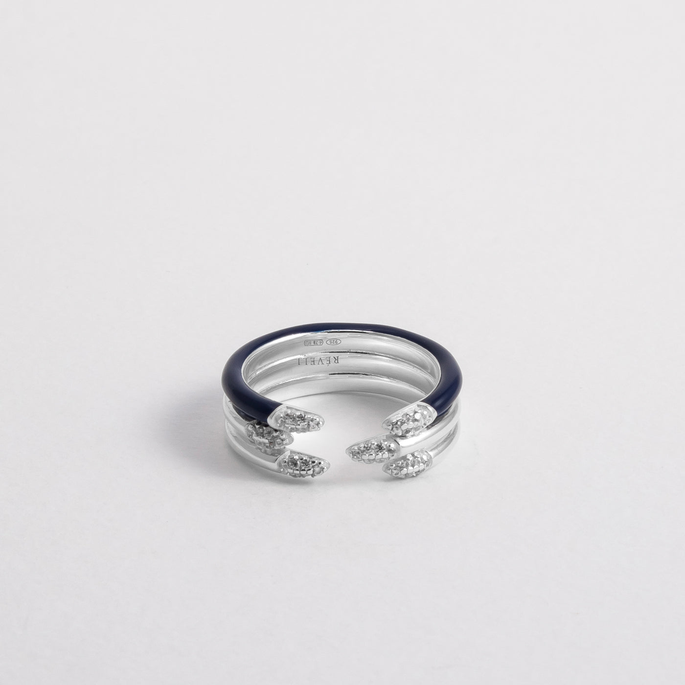 BLUE ETCH LINES TRIPLE SILVER RING