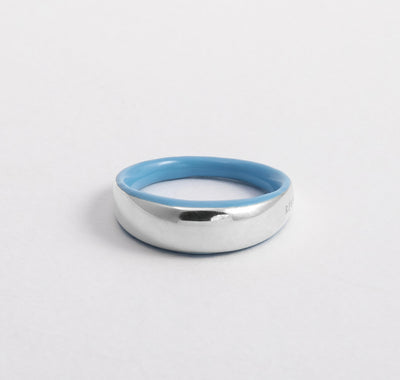 LIGHT BLUE SILVER ETCH DOME RING