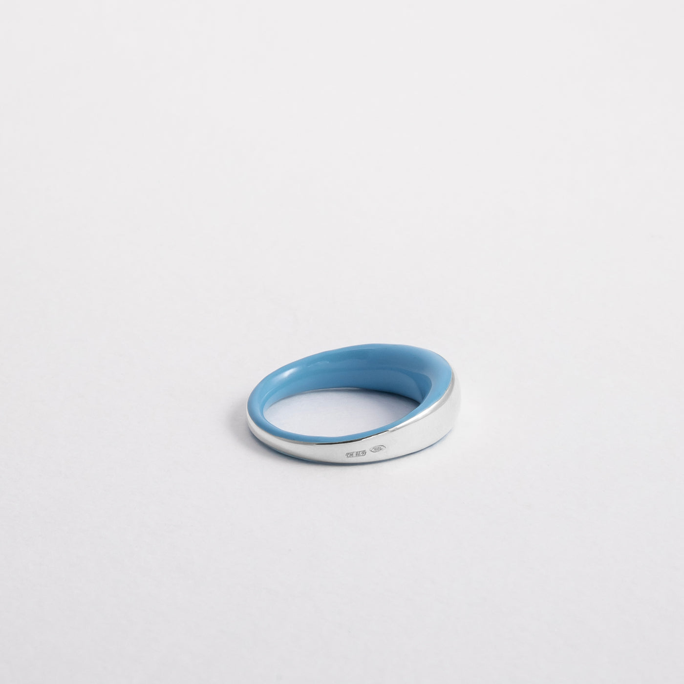 LIGHT BLUE SILVER ETCH DOME RING