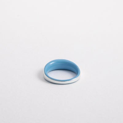 LIGHT BLUE SILVER ETCH DOME RING