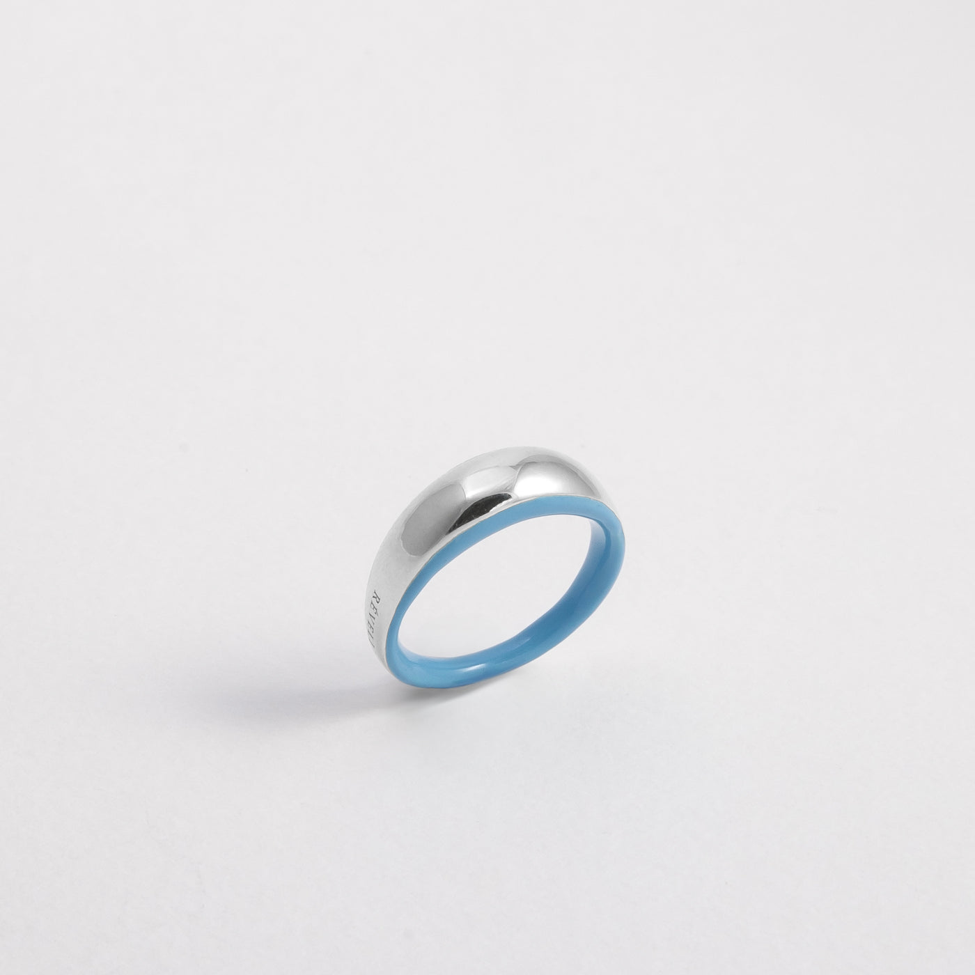 LIGHT BLUE SILVER ETCH DOME RING