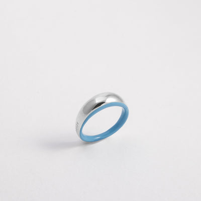 LIGHT BLUE SILVER ETCH DOME RING