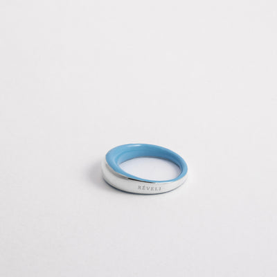 LIGHT BLUE SILVER ETCH DOME RING