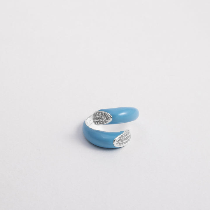 Anello Etch Wrap Azzurro Con Cristalli