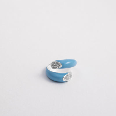 Anello Etch Wrap Azzurro Con Cristalli