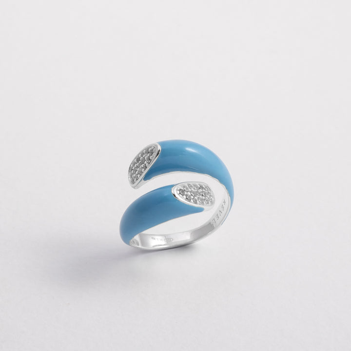 Anello Etch Wrap Azzurro Con Cristalli