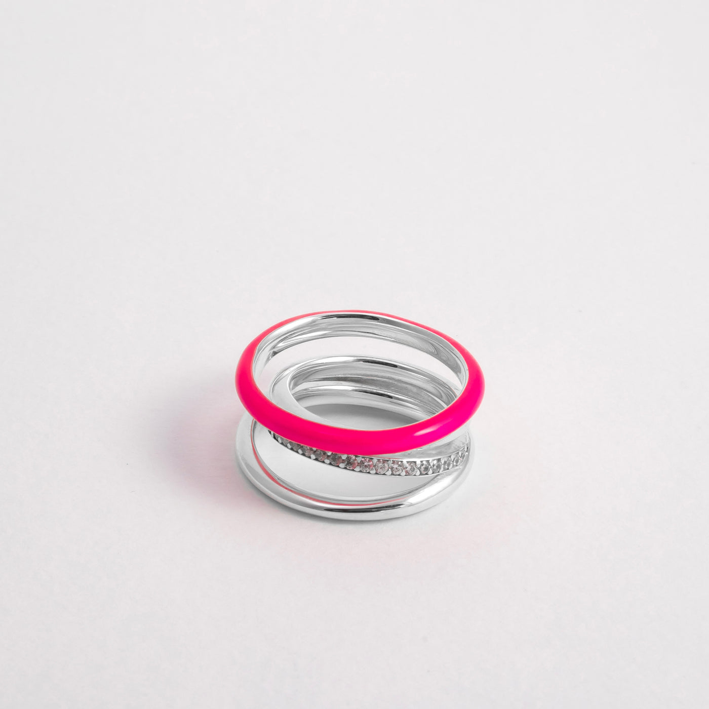 PINK ETCH LINES SILVER RING