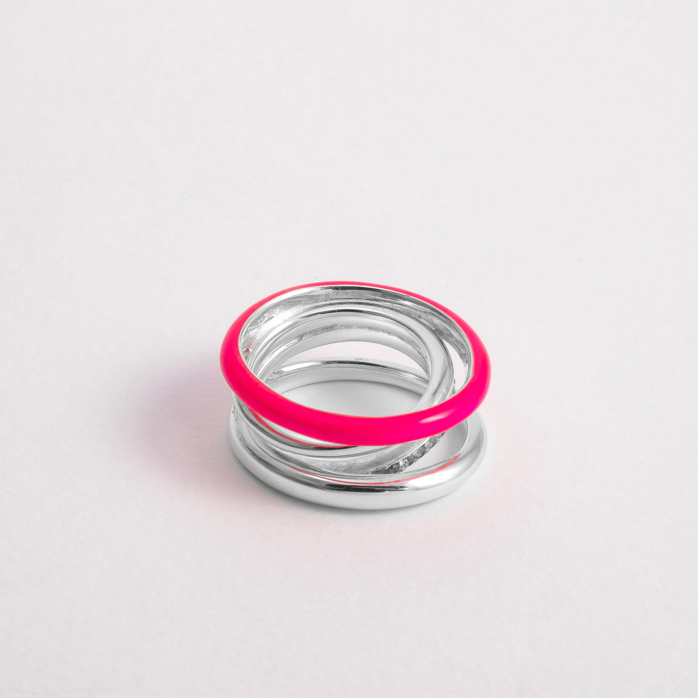 PINK ETCH LINES SILVER RING