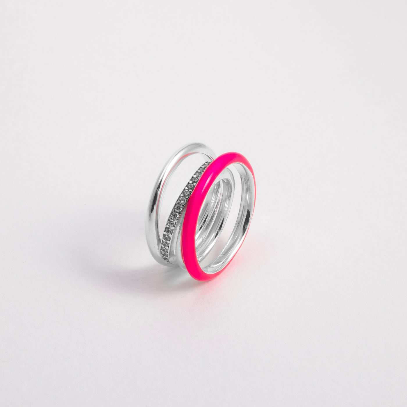 PINK ETCH LINES SILVER RING