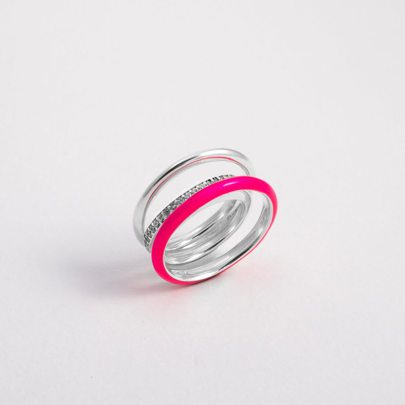 PINK ETCH LINES SILVER RING