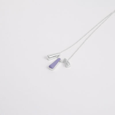 LILAC ETCH TRIS SILVER NECKLACE WITH PAVÉ