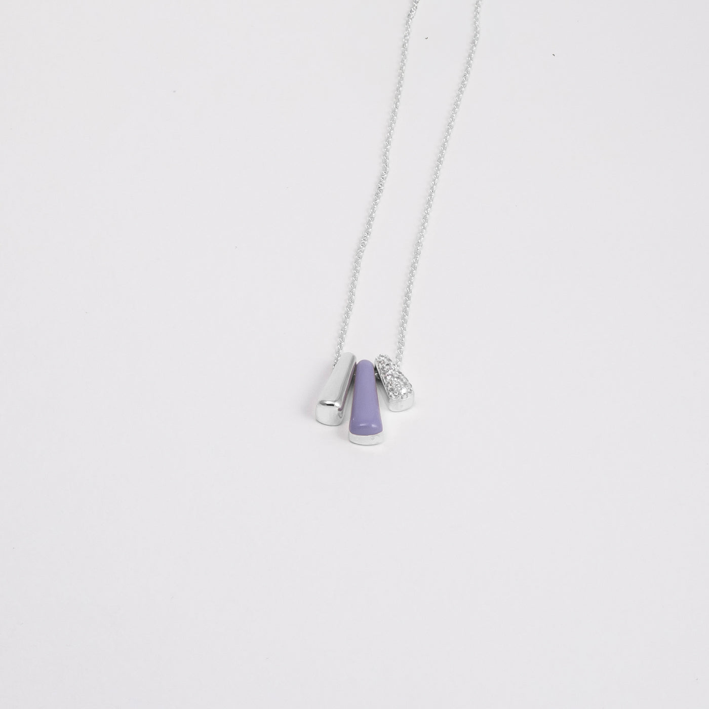 LILAC ETCH TRIS SILVER NECKLACE WITH PAVÉ