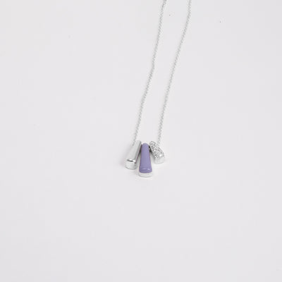 LILAC ETCH TRIS SILVER NECKLACE WITH PAVÉ