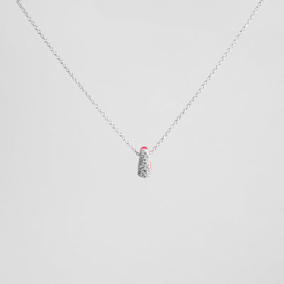 PINK ETCH DROP SILVER NECKLACE WITH PAVÉ