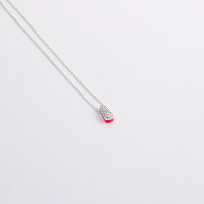 PINK ETCH DROP SILVER NECKLACE WITH PAVÉ