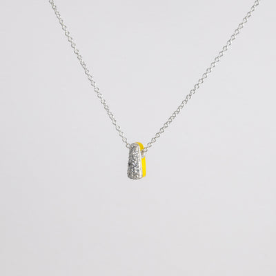 YELLOW ETCH DROP SILVER NECKLACE WITH PAVÉ