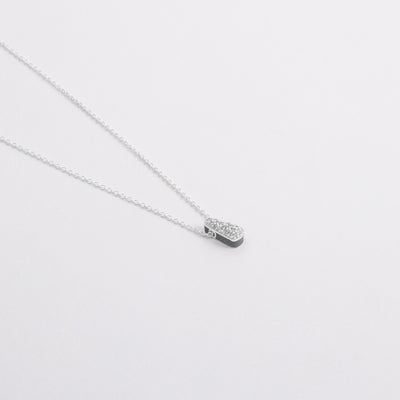 GREY ETCH DROP SILVER NECKLACE WITH PAVÉ