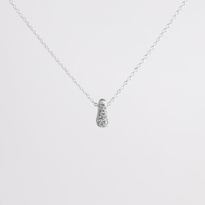 GREY ETCH DROP SILVER NECKLACE WITH PAVÉ