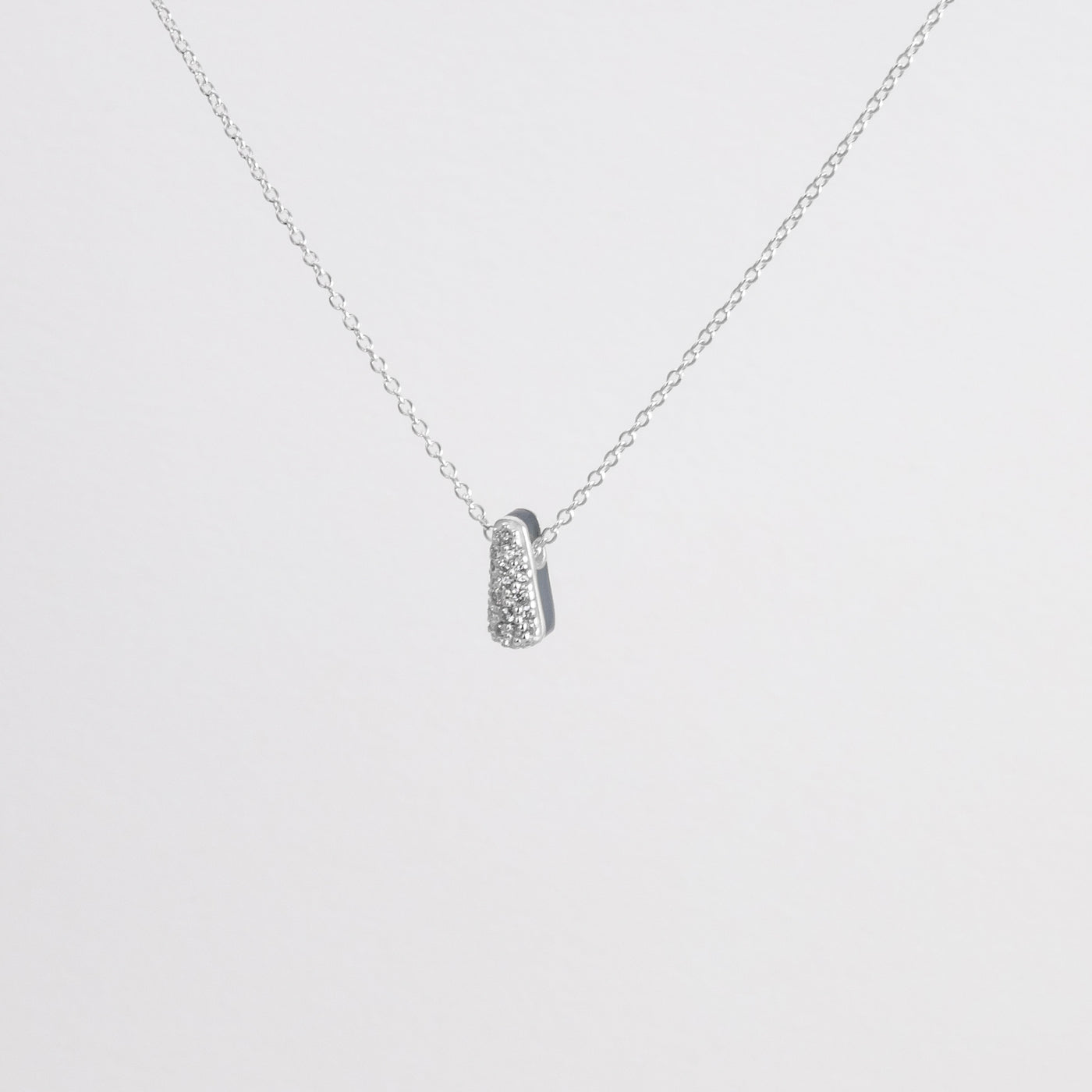 GREY ETCH DROP SILVER NECKLACE WITH PAVÉ