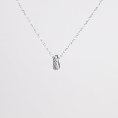 GREY ETCH DROP SILVER NECKLACE WITH PAVÉ