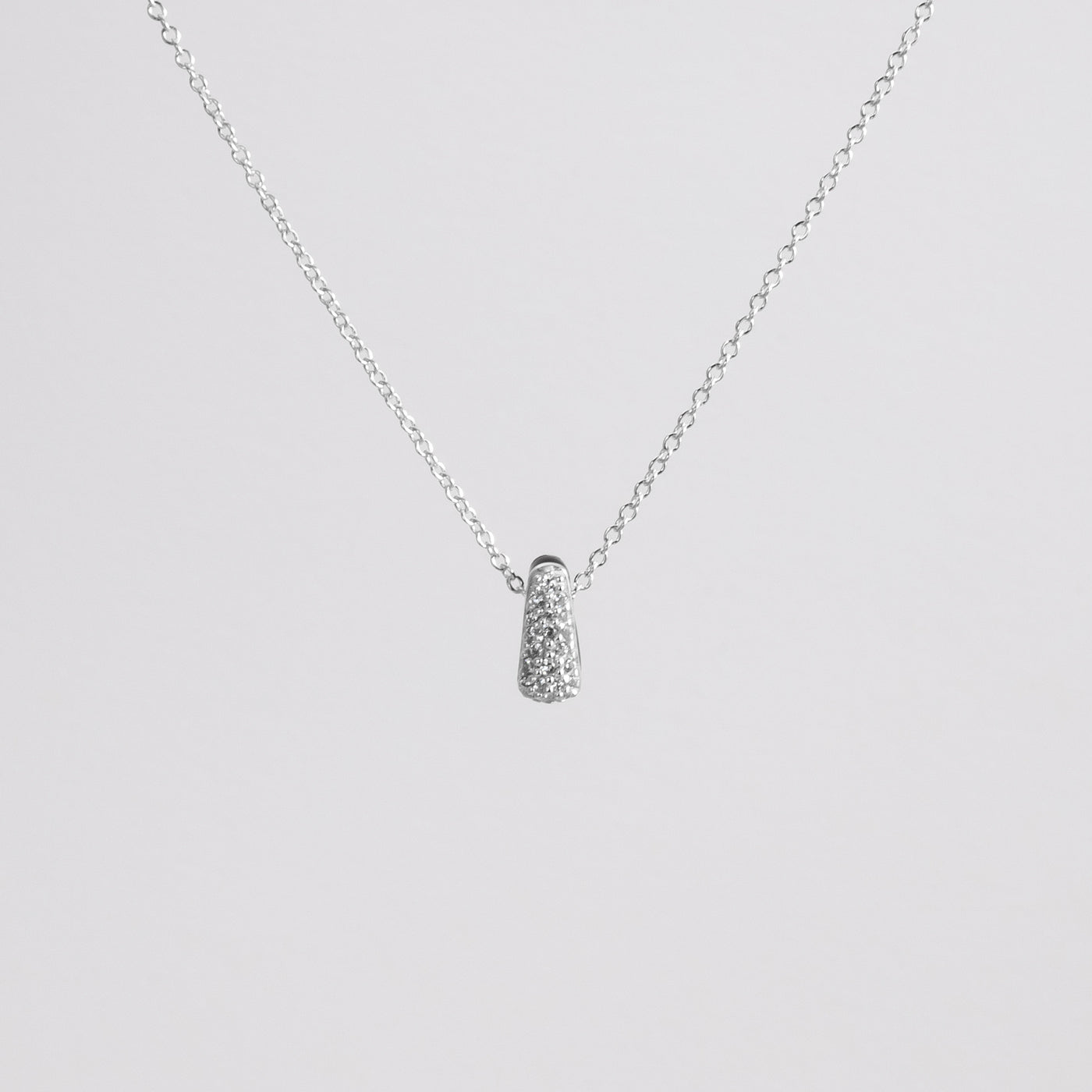 BLACK ETCH DROP SILVER NECKLACE WITH PAVÉ