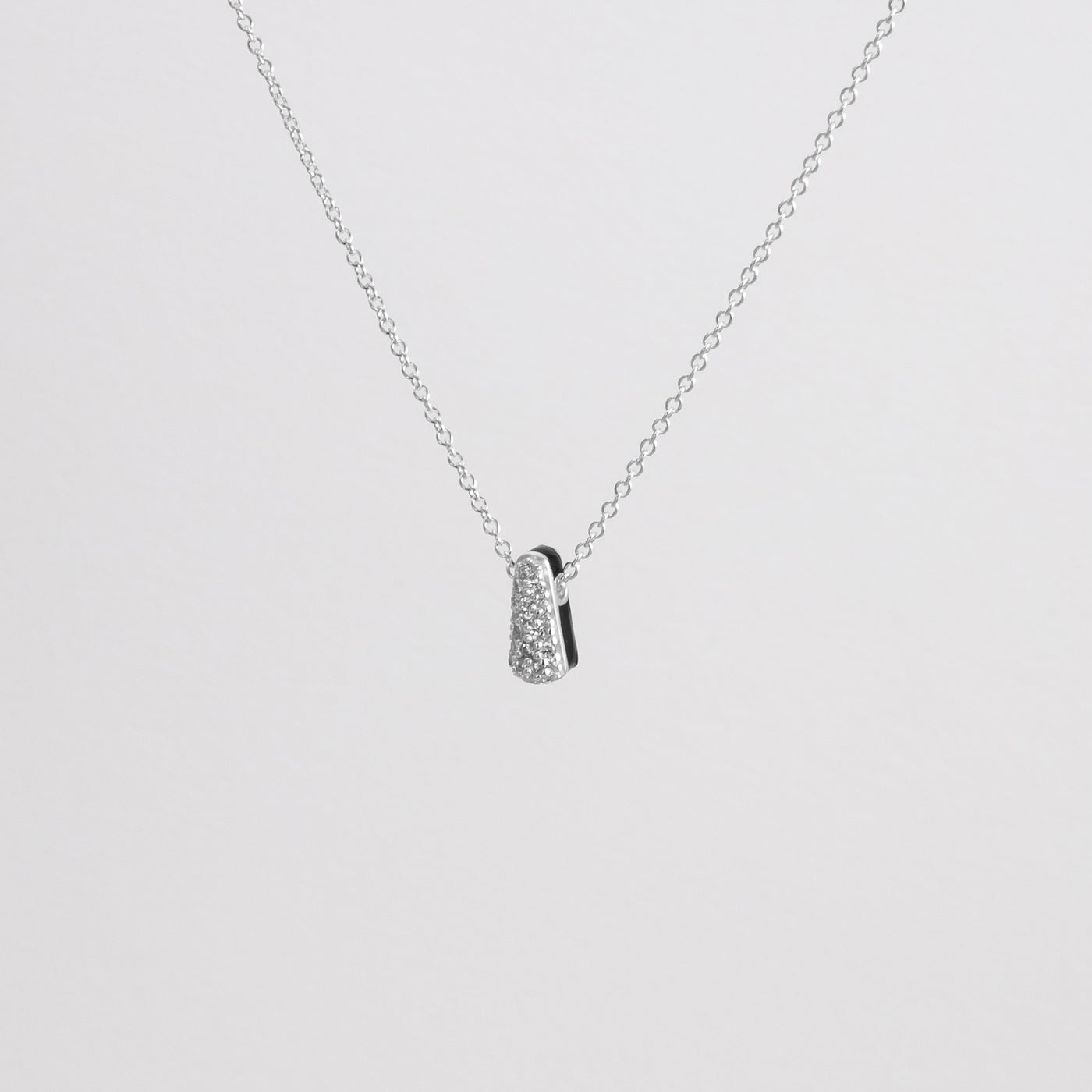 BLACK ETCH DROP SILVER NECKLACE WITH PAVÉ