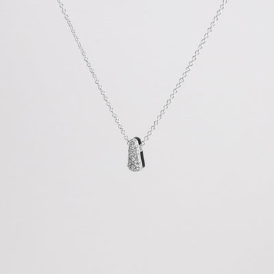 BLACK ETCH DROP SILVER NECKLACE WITH PAVÉ