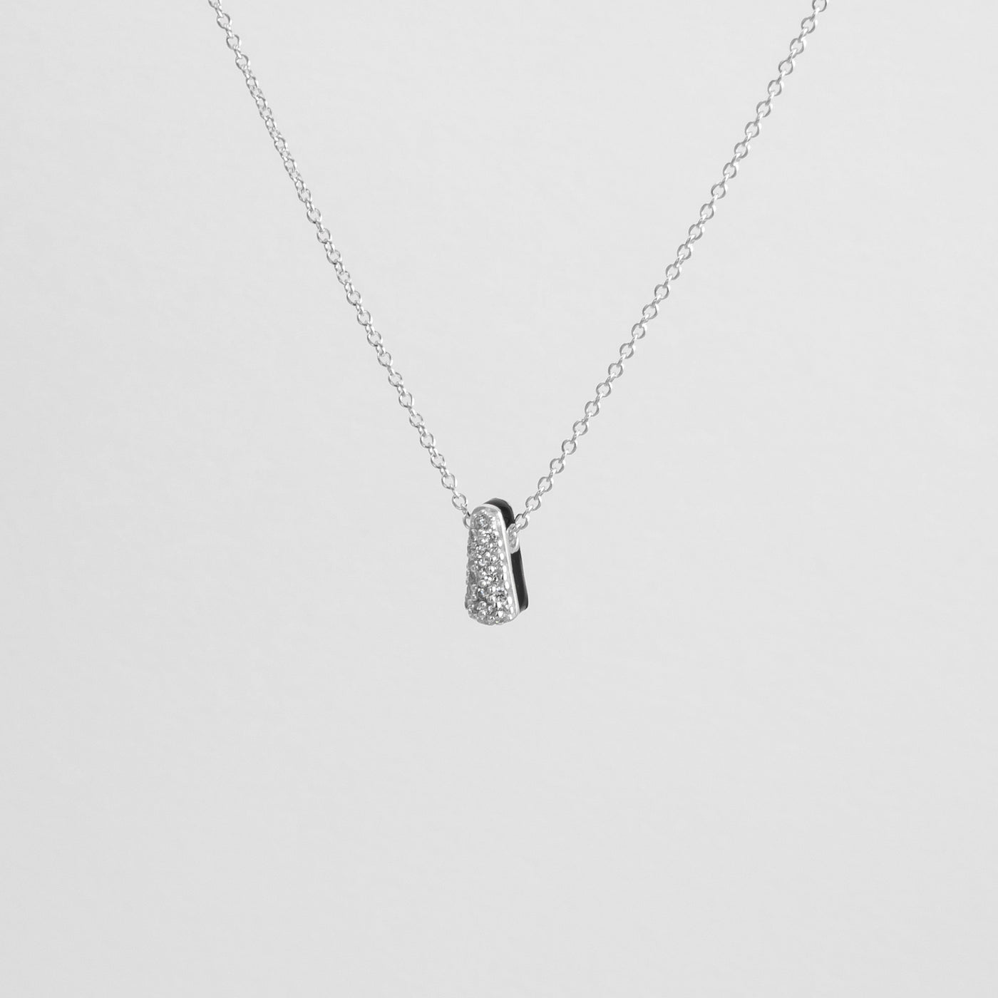 BLACK ETCH DROP SILVER NECKLACE WITH PAVÉ