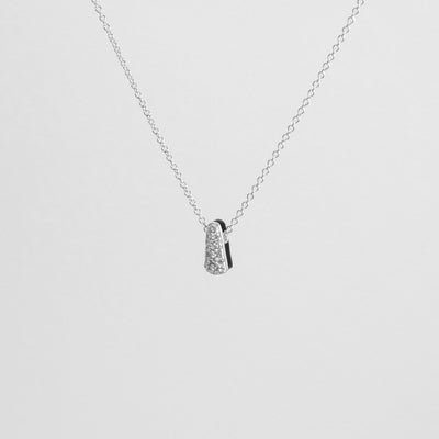 BLACK ETCH DROP SILVER NECKLACE WITH PAVÉ