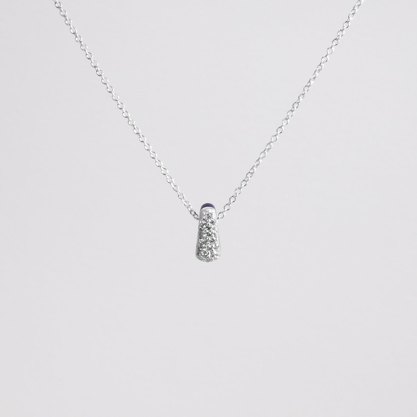 BLUE ETCH DROP SILVER NECKLACE WITH PAVÉ