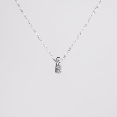 BLUE ETCH DROP SILVER NECKLACE WITH PAVÉ