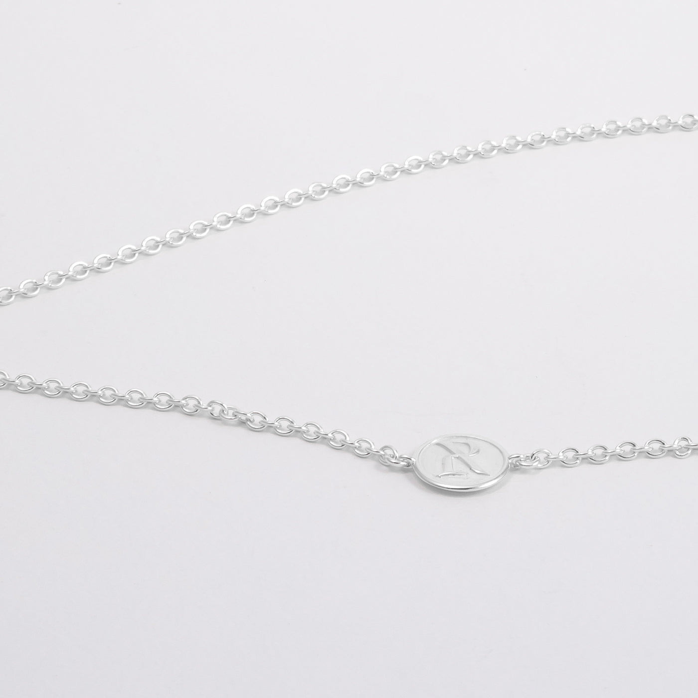 BLUE ETCH LINES SILVER NECKLACE WITH PAVÉ