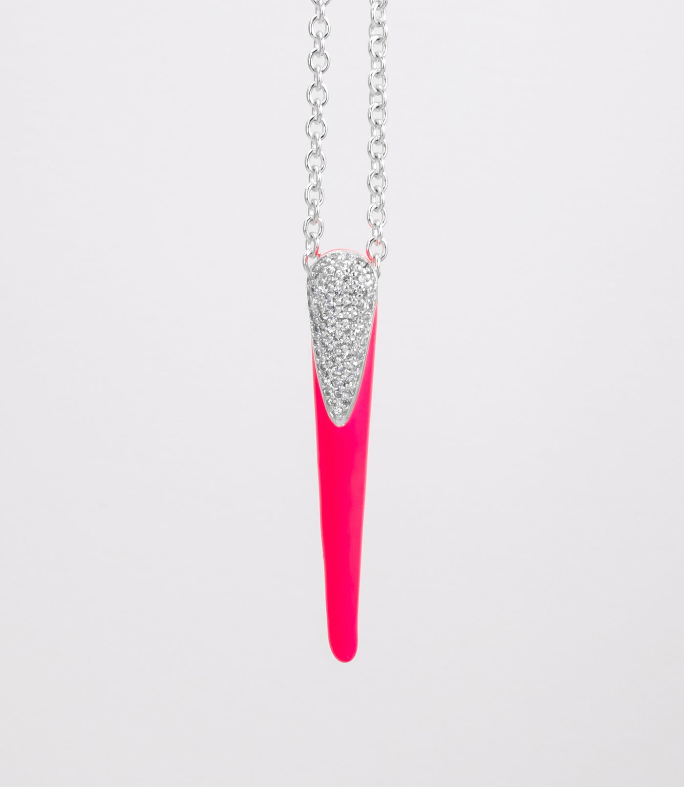 PINK ETCH LINES NECKLACE WITH PAVÉ