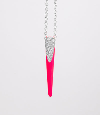 PINK ETCH LINES NECKLACE WITH PAVÉ