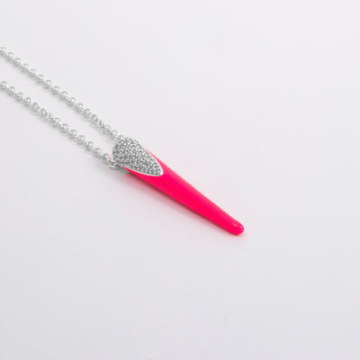 PINK ETCH LINES NECKLACE WITH PAVÉ