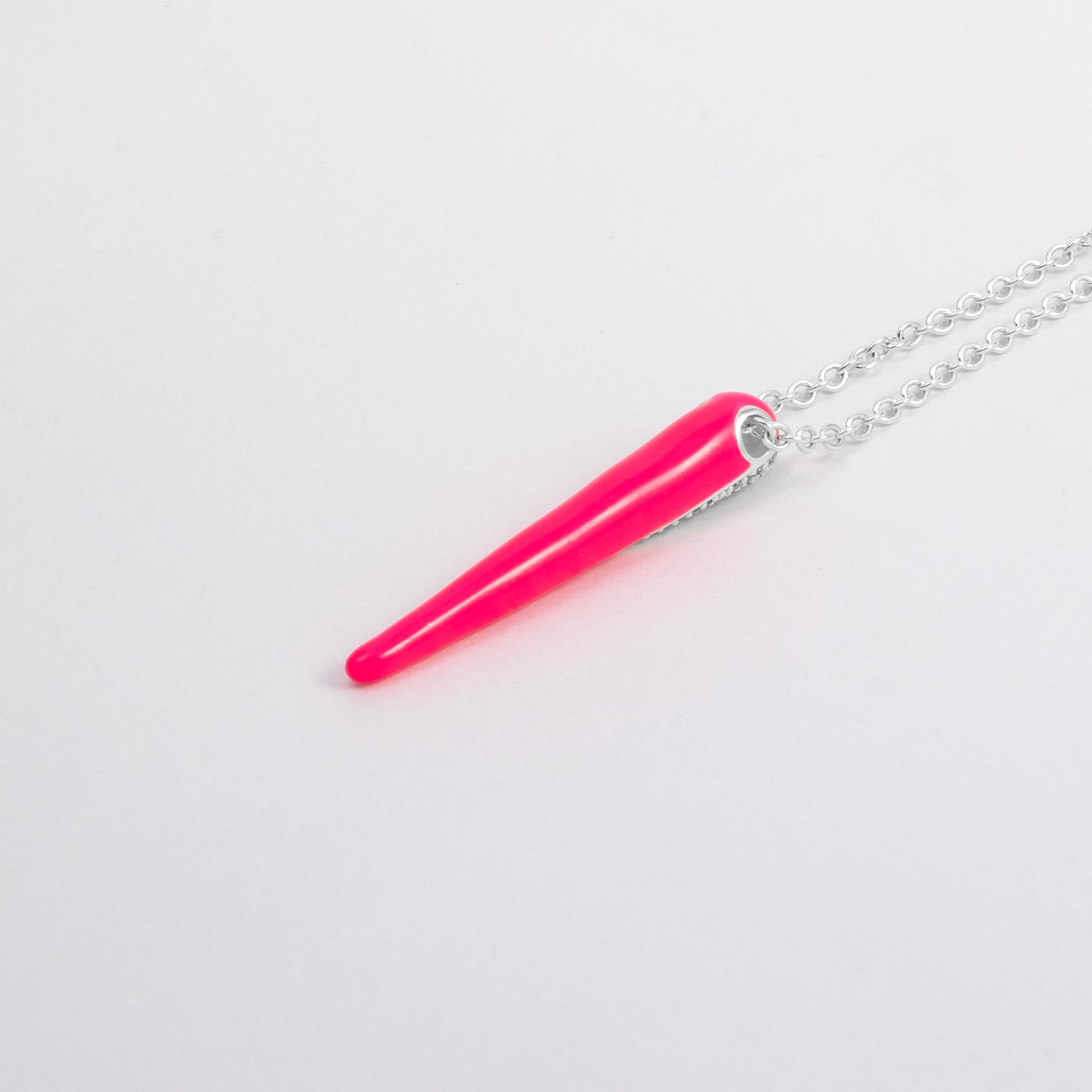 PINK ETCH LINES NECKLACE WITH PAVÉ