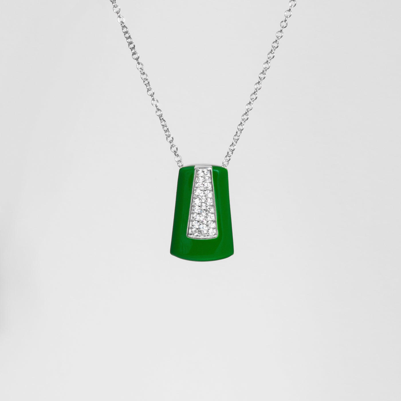 GREEN ETCH NECKLACE WITH PAVÉ