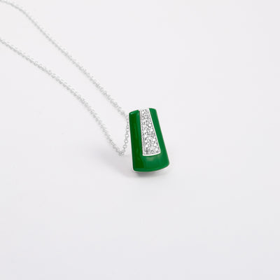 GREEN ETCH NECKLACE WITH PAVÉ