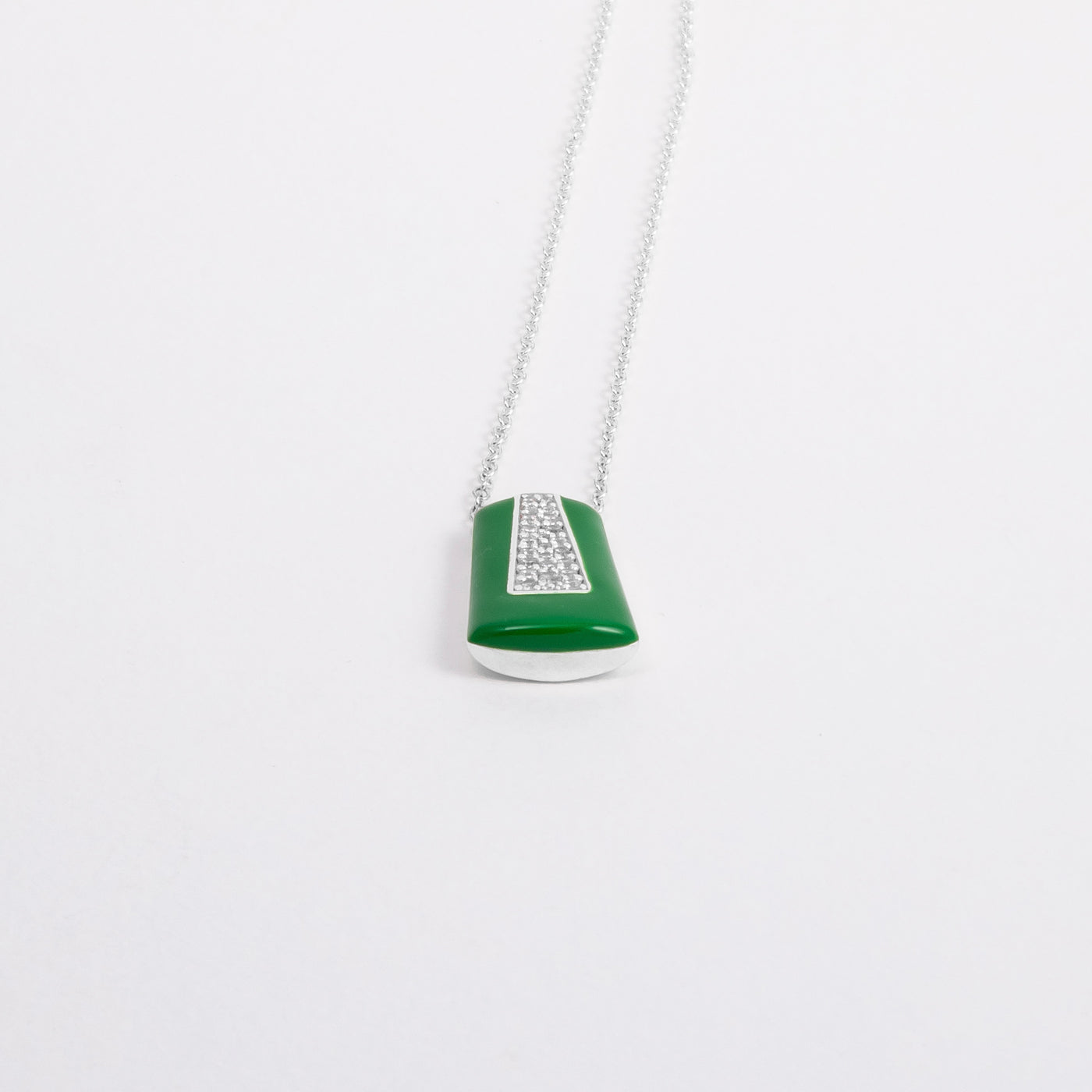 GREEN ETCH NECKLACE WITH PAVÉ